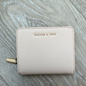 Charles & Keith beige pink zip wallet
